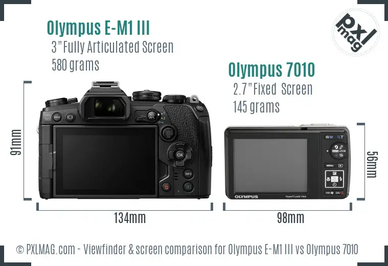 Olympus E-M1 III vs Olympus 7010 Screen and Viewfinder comparison