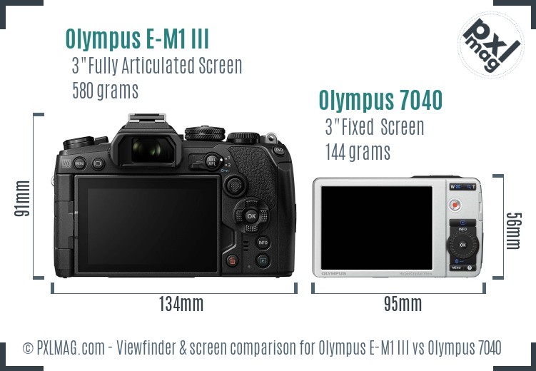 Olympus E-M1 III vs Olympus 7040 Screen and Viewfinder comparison