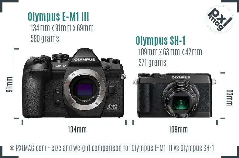 Olympus E-M1 III vs Olympus SH-1 size comparison