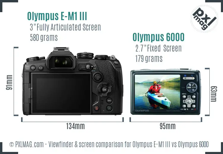Olympus E-M1 III vs Olympus 6000 Screen and Viewfinder comparison