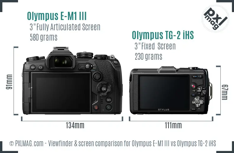 Olympus E-M1 III vs Olympus TG-2 iHS Screen and Viewfinder comparison