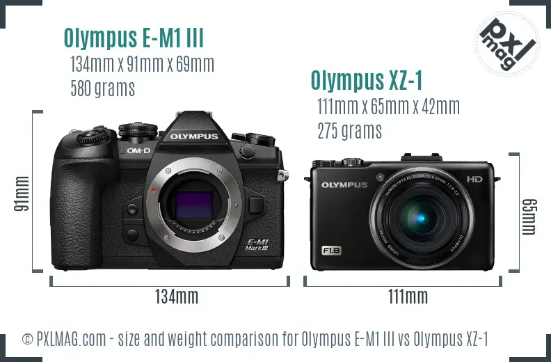 Olympus E-M1 III vs Olympus XZ-1 size comparison