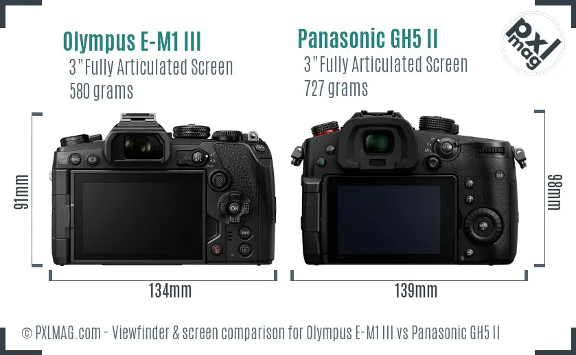 Olympus E-M1 III vs Panasonic GH5 II Screen and Viewfinder comparison