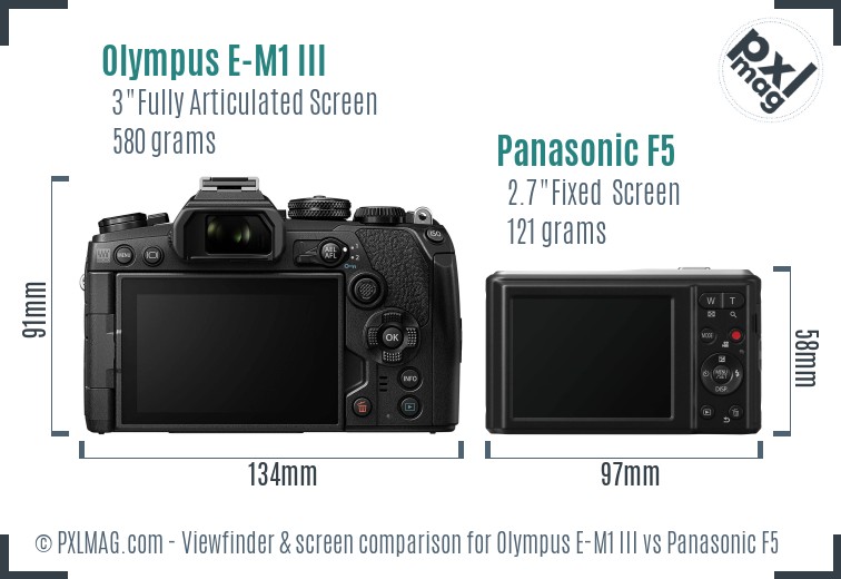 Olympus E-M1 III vs Panasonic F5 Screen and Viewfinder comparison