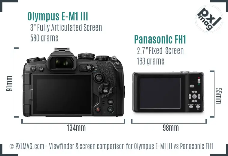 Olympus E-M1 III vs Panasonic FH1 Screen and Viewfinder comparison