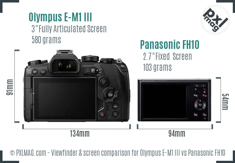 Olympus E-M1 III vs Panasonic FH10 Screen and Viewfinder comparison
