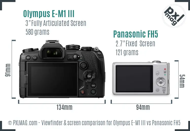 Olympus E-M1 III vs Panasonic FH5 Screen and Viewfinder comparison
