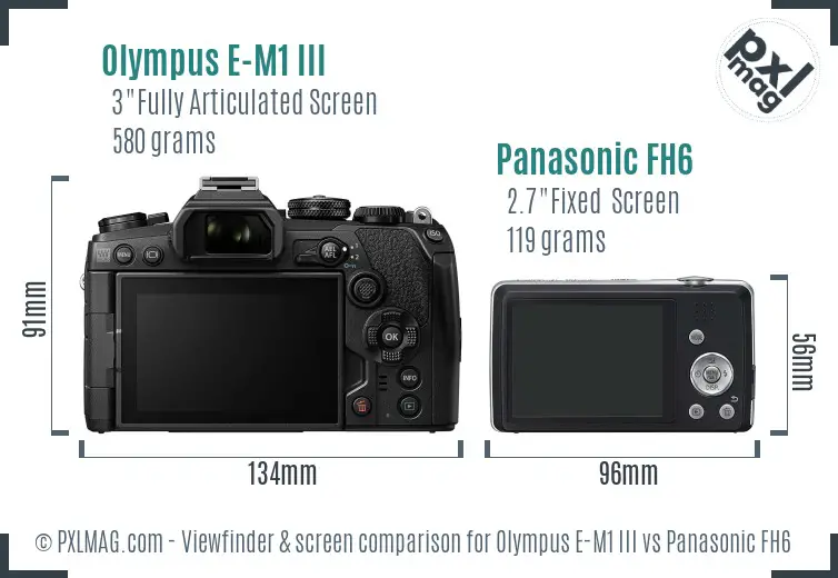 Olympus E-M1 III vs Panasonic FH6 Screen and Viewfinder comparison