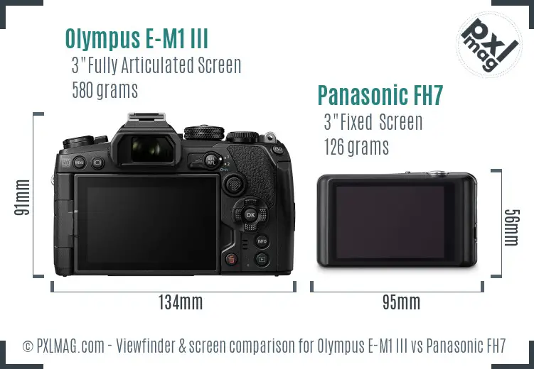 Olympus E-M1 III vs Panasonic FH7 Screen and Viewfinder comparison
