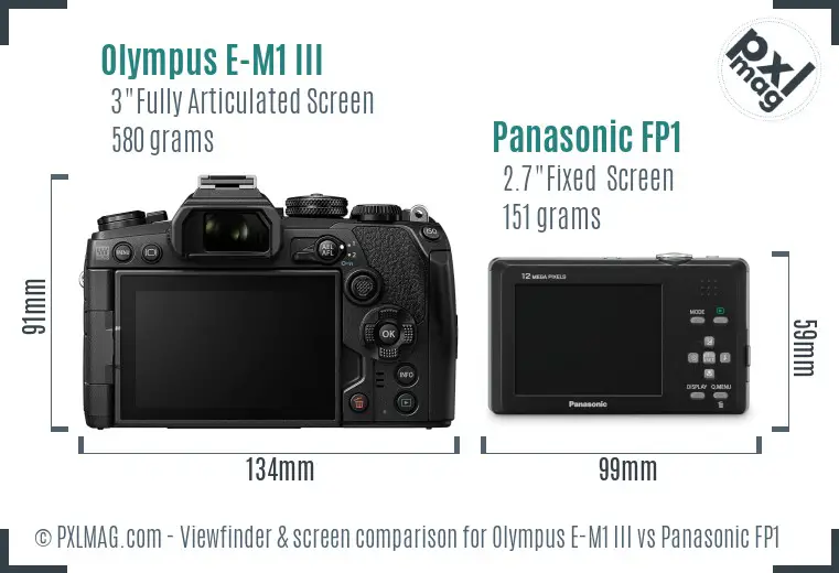 Olympus E-M1 III vs Panasonic FP1 Screen and Viewfinder comparison