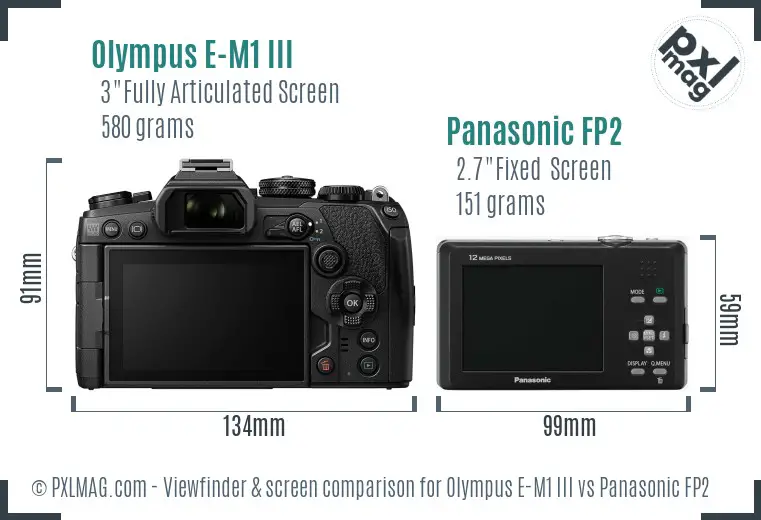 Olympus E-M1 III vs Panasonic FP2 Screen and Viewfinder comparison