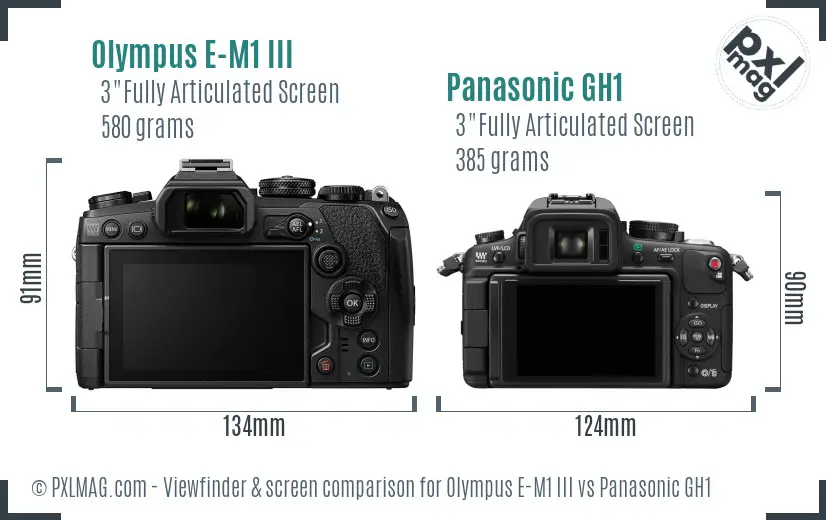 Olympus E-M1 III vs Panasonic GH1 Screen and Viewfinder comparison