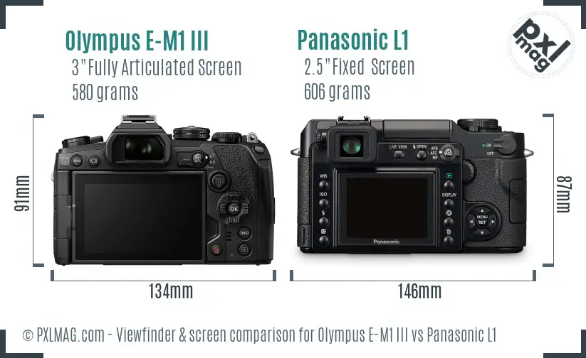 Olympus E-M1 III vs Panasonic L1 Screen and Viewfinder comparison Olympus E-M1 III vs Panasonic L1 Screen and Viewfinder comparison