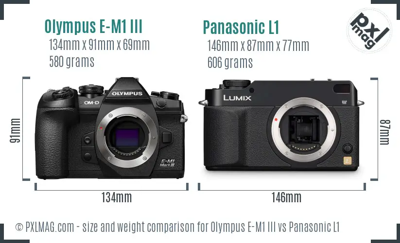 Olympus E-M1 III vs Panasonic L1 size comparison Olympus E-M1 III vs Panasonic L1 size comparison