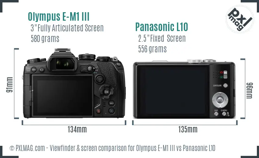 Olympus E-M1 III vs Panasonic L10 Screen and Viewfinder comparison