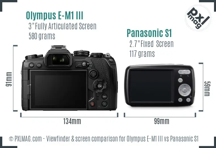 Olympus E-M1 III vs Panasonic S1 Screen and Viewfinder comparison