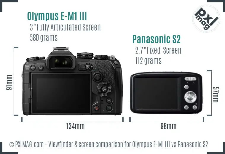 Olympus E-M1 III vs Panasonic S2 Screen and Viewfinder comparison