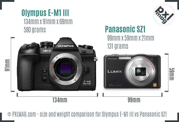 Olympus E-M1 III vs Panasonic SZ1 size comparison Olympus E-M1 III vs Panasonic SZ1 size comparison