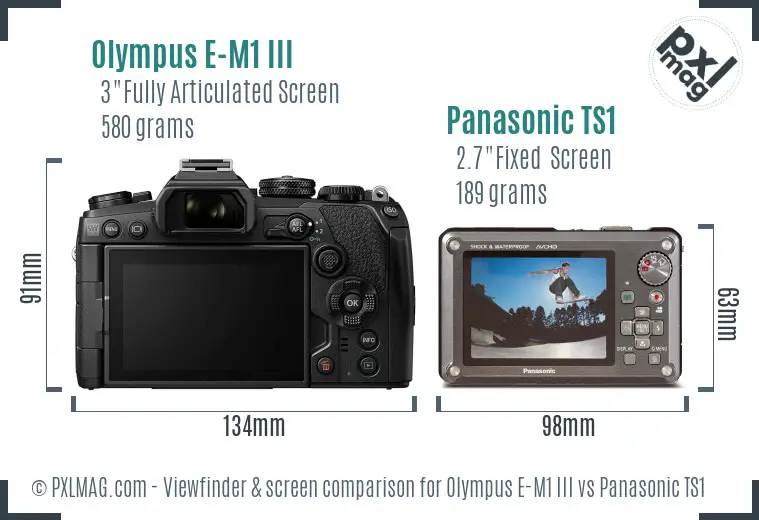 Olympus E-M1 III vs Panasonic TS1 Screen and Viewfinder comparison