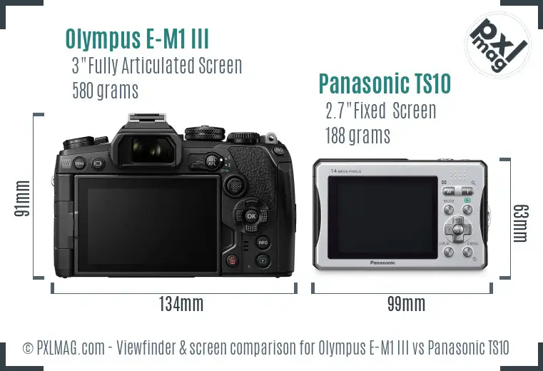 Olympus E-M1 III vs Panasonic TS10 Screen and Viewfinder comparison