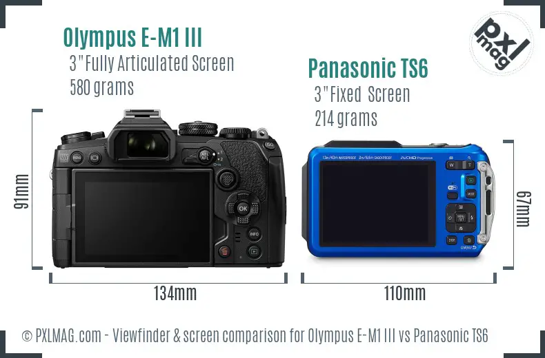 Olympus E-M1 III vs Panasonic TS6 Screen and Viewfinder comparison