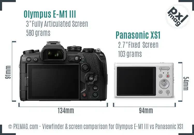 Olympus E-M1 III vs Panasonic XS1 Screen and Viewfinder comparison