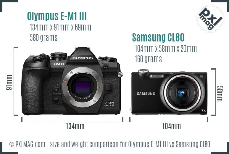 Olympus E-M1 III vs Samsung CL80 size comparison Olympus E-M1 III vs Samsung CL80 size comparison
