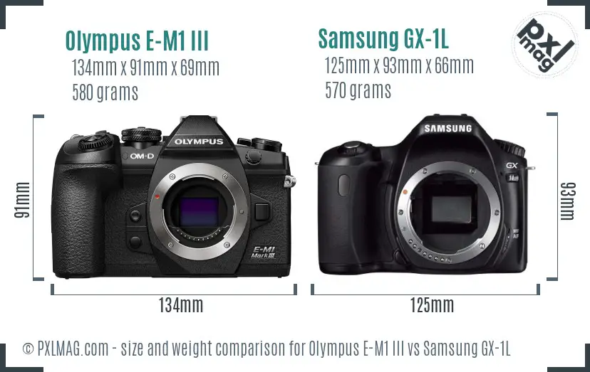 Olympus E-M1 III vs Samsung GX-1L size comparison