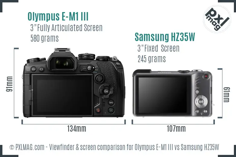 Olympus E-M1 III vs Samsung HZ35W Screen and Viewfinder comparison Olympus E-M1 III vs Samsung HZ35W Screen and Viewfinder comparison