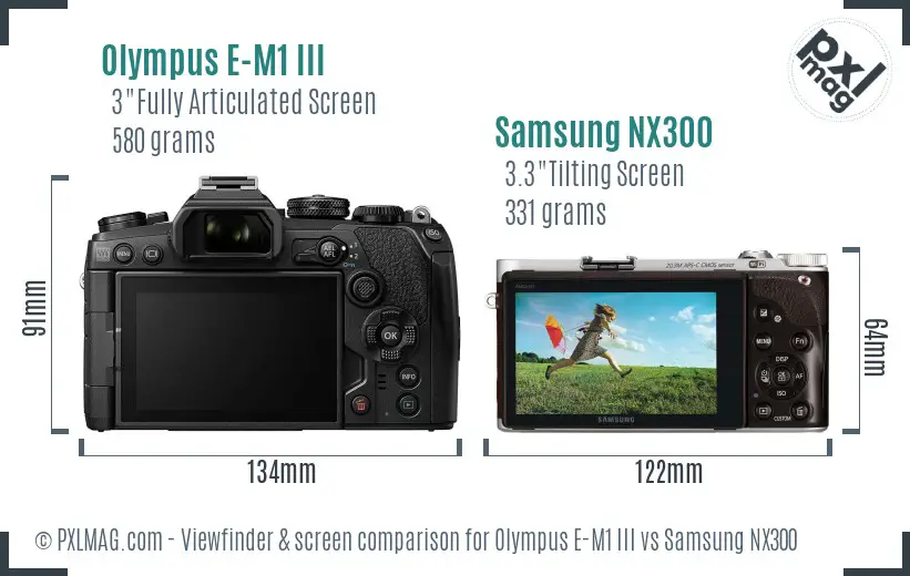 Olympus E-M1 III vs Samsung NX300 Screen and Viewfinder comparison