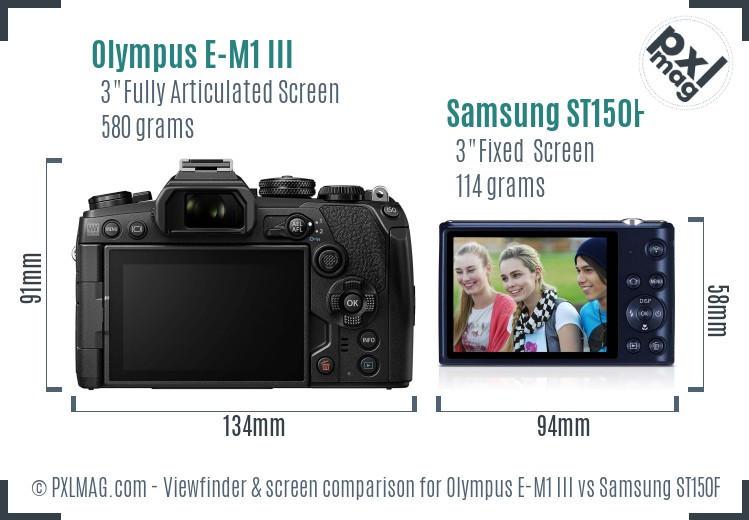Olympus E-M1 III vs Samsung ST150F Screen and Viewfinder comparison