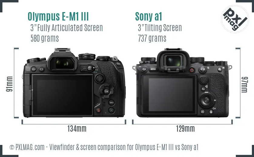 Olympus E-M1 III vs Sony a1 Screen and Viewfinder comparison