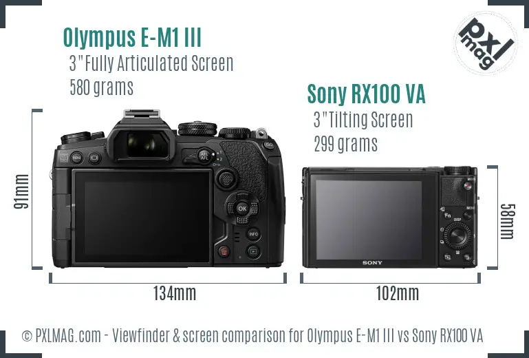 Olympus E-M1 III vs Sony RX100 VA Screen and Viewfinder comparison