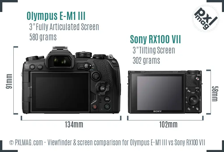 Olympus E-M1 III vs Sony RX100 VII Screen and Viewfinder comparison Olympus E-M1 III vs Sony RX100 VII Screen and Viewfinder comparison