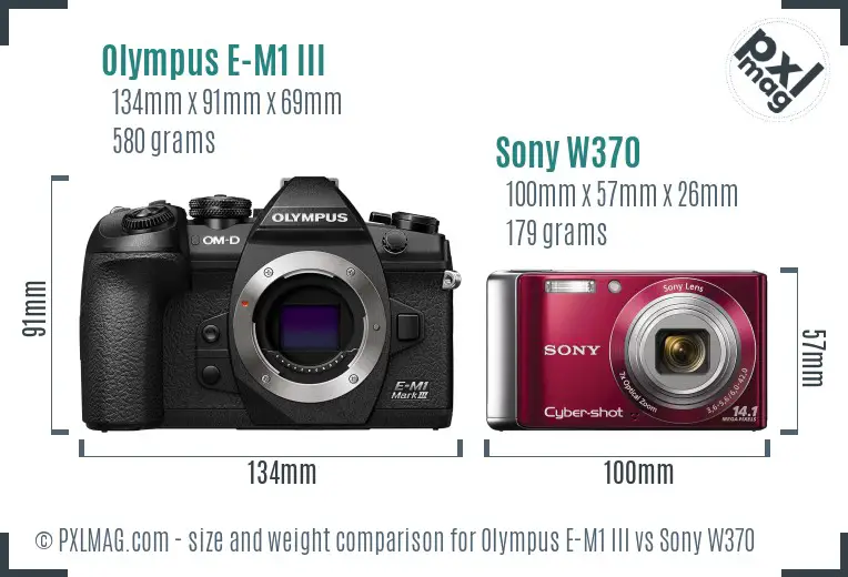 Olympus E-M1 III vs Sony W370 size comparison Olympus E-M1 III vs Sony W370 size comparison