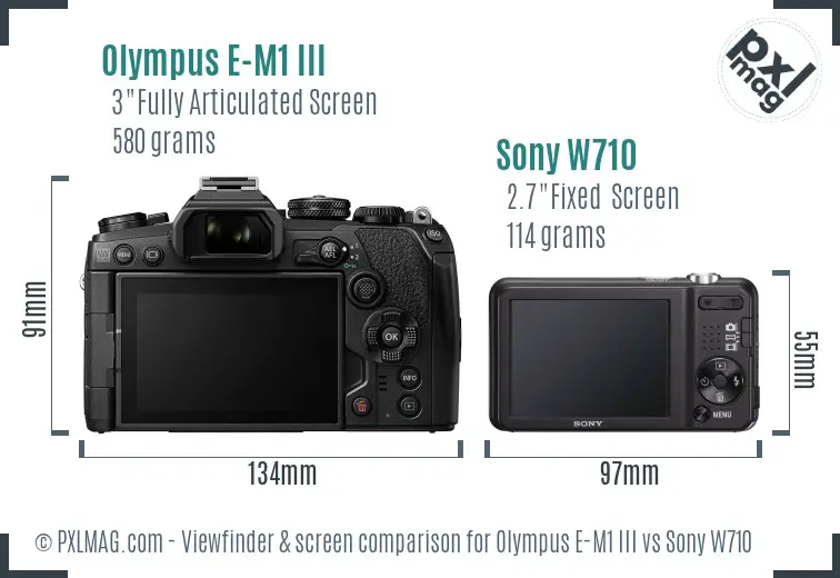 Olympus E-M1 III vs Sony W710 Screen and Viewfinder comparison