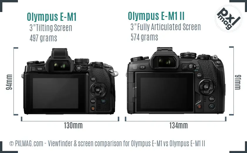 Olympus E-M1 vs Olympus E-M1 II Screen and Viewfinder comparison