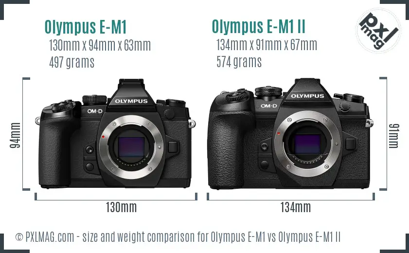 Olympus E-M1 vs Olympus E-M1 II size comparison