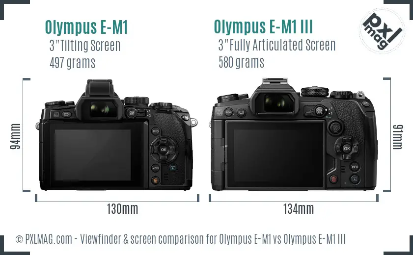 Olympus E-M1 vs Olympus E-M1 III Screen and Viewfinder comparison