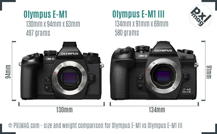 Olympus E-M1 vs Olympus E-M1 III size comparison