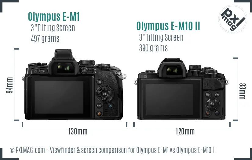 Olympus E-M1 vs Olympus E-M10 II Screen and Viewfinder comparison
