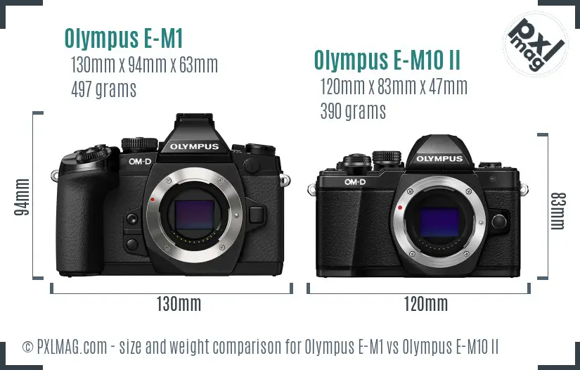 Olympus E-M1 vs Olympus E-M10 II size comparison