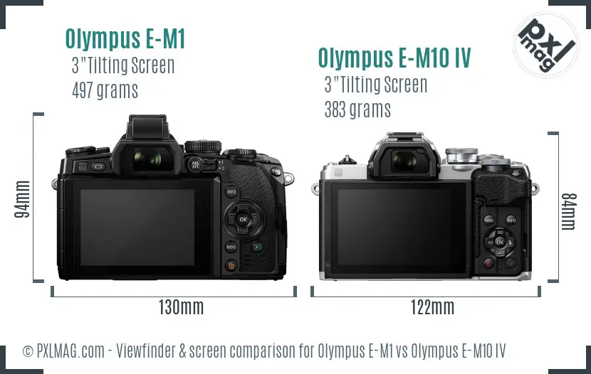 Olympus E-M1 vs Olympus E-M10 IV Screen and Viewfinder comparison