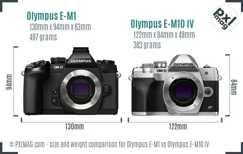 Olympus E-M1 vs Olympus E-M10 IV size comparison