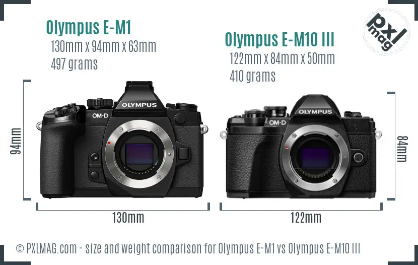 Olympus E-M1 vs Olympus E-M10 III size comparison