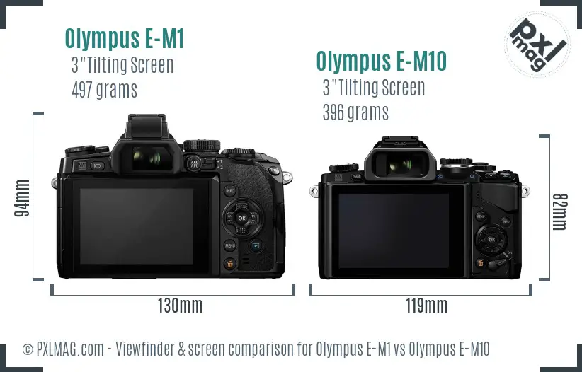 Olympus E-M1 vs Olympus E-M10 Screen and Viewfinder comparison