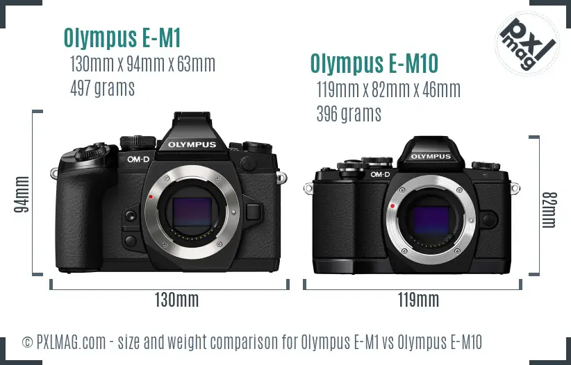 Olympus E-M1 vs Olympus E-M10 size comparison