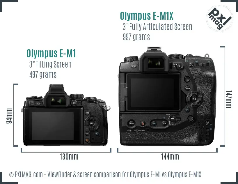 Olympus E-M1 vs Olympus E-M1X Screen and Viewfinder comparison