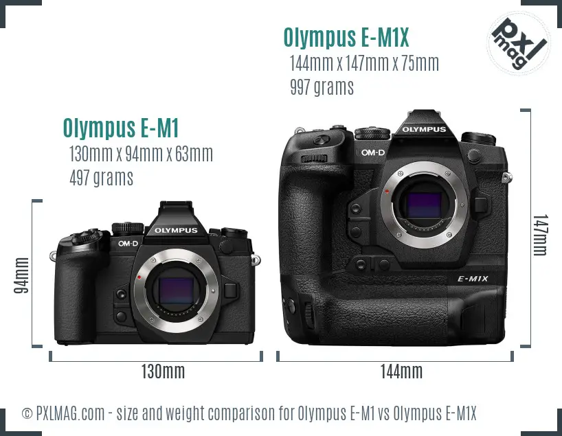 Olympus E-M1 vs Olympus E-M1X size comparison