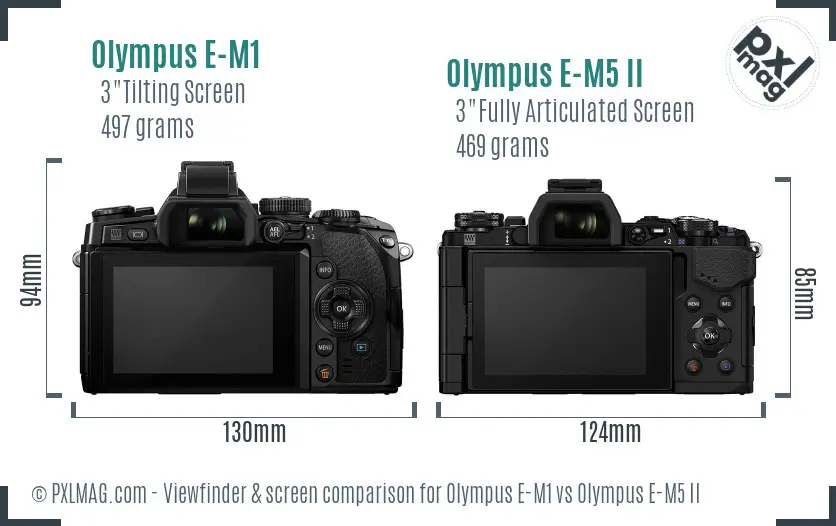 Olympus E-M1 vs Olympus E-M5 II Screen and Viewfinder comparison